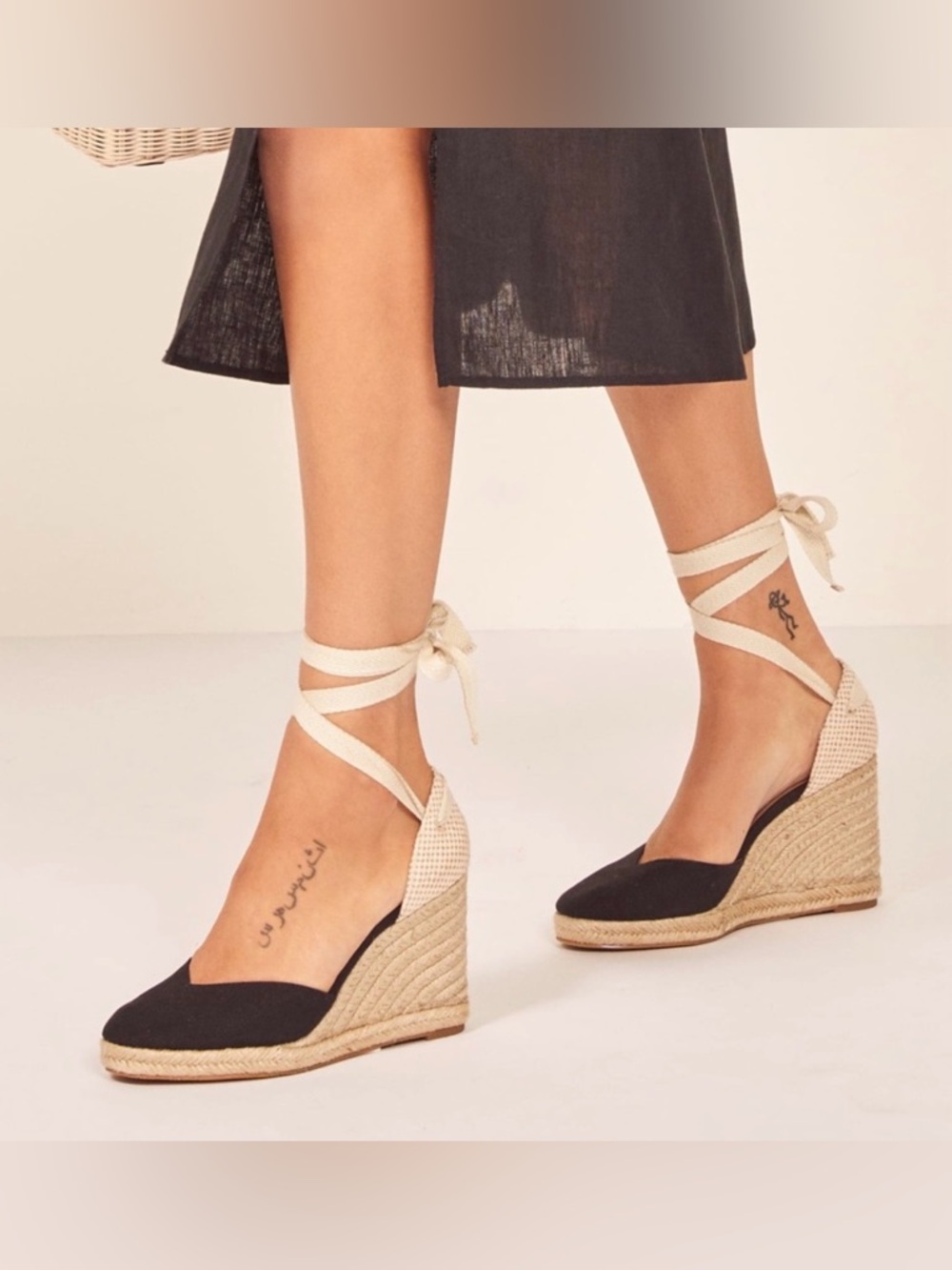 Reformation Romy Lace Up Espadrille Wedge Sandals